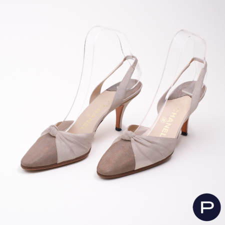 CHANEL X KARL LAGERFELD - PAIRE DE SLING-BACK