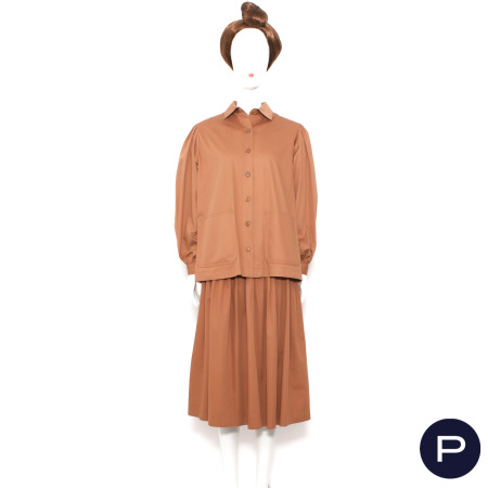 SAINT LAURENT RIVE GAUCHE - CIRCA 1975 - ENSEMBLE, VESTE-CHEMISE, JUPE
