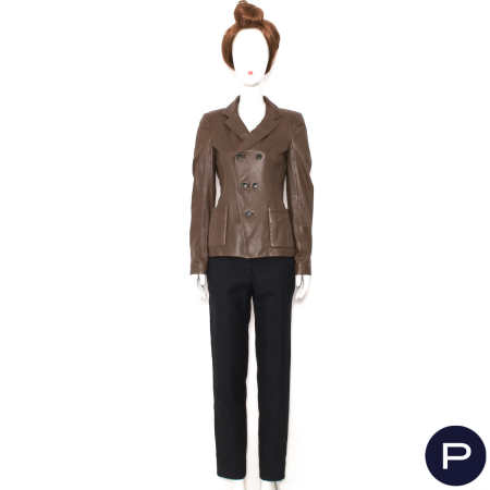 BALENCIAGA.LEATHER X NICOLAS GHESQUIÈRE - CIRCA 2010 - VESTE CROISÉE