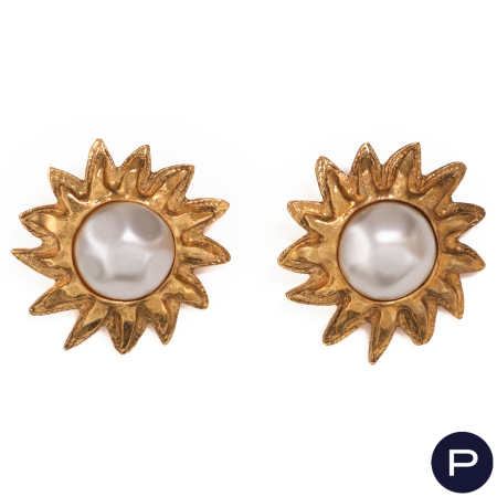 CHANEL X KARL LAGERFELD - 1980/90'S- PAIRE DE BOUCLES D'OREILLES