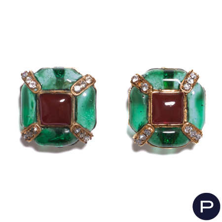 CHANEL X KARL LAGERFELD - 1980/90'S- PAIRE DE BOUCLES D'OREILLES