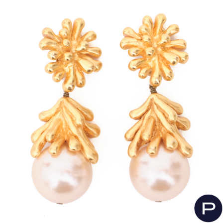 CHRISTIAN LACROIX - 1990'S- PAIRE DE BOUCLES D'OREILLES