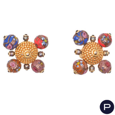 CHRISTIAN LACROIX - 1990'S- PAIRE DE BOUCLES D'OREILLES