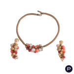 BALENCIAGA- DEMI-PARURE, COLLIER, PAIRE DE BOUCLES D'OREILLES