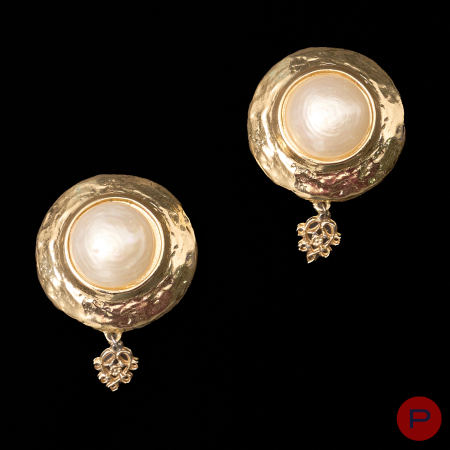 YVES SAINT LAURENT - 1980'S- PAIRE DE BOUCLES D'OREILLES