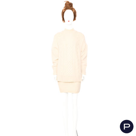 COURRÈGES - ENSEMBLE, PULL-OVER, JUPE