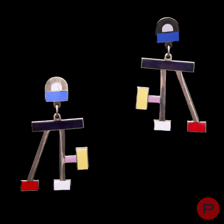 SOTTSASS FOR ACME STUDIOS - 1986- PAIRE DE BOUCLES D'OREILLES