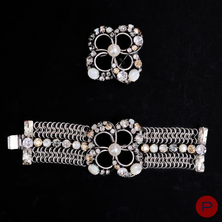 PHILIPPE FERRANDIS- DEMI-PARURE, BRACELET, BROCHE-PENDENTIF