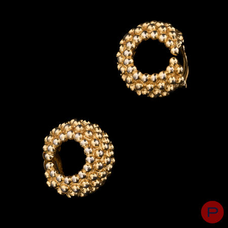 YVES SAINT LAURENT X ROBERT GOOSSENS - CIRCA 1980- PAIRE DE BOUCLES D'OREILLES