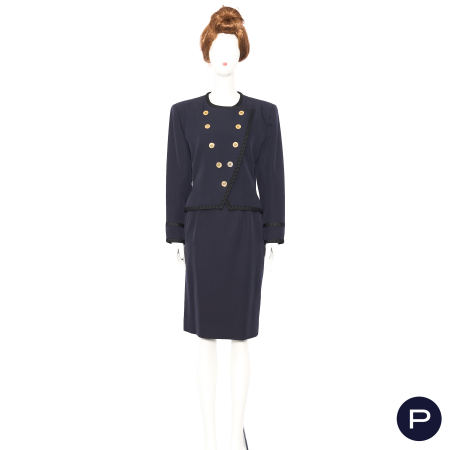 SAINT LAURENT RIVE GAUCHE - LATE 1980'S - ENSEMBLE, VESTE CROISÉE, JUPE