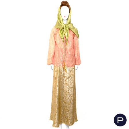 MARY McFADDEN - 1970'S - ENSEMBLE, BLOUSE, JUPE, ÉTOLE