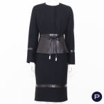 JEAN-LOUIS SCHERRER CUIR - 1990/2000'S - ENSEMBLE, VESTE, JUPE