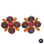 YVES SAINT LAURENT RIVE GAUCHE - CIRCA 1990- PAIRE DE BOUCLES D'OREILLES