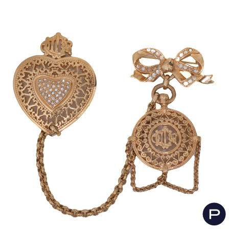 CHRISTIAN DIOR BOUTIQUE X GIANFRANCO FERRÉ - CIRCA 1990- BROCHE DOUBLE
