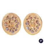 YVES SAINT LAURENT RIVE GAUCHE - CIRCA 1990- PAIRE DE BOUCLES D'OREILLES