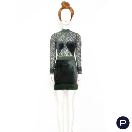 ALAÏA - AUTOMNE-HIVER 1991/92 - ENSEMBLE, BODY, MINI-JUPE