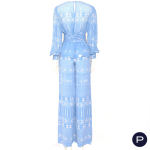 VALENTINO X ANITA SMAGA - PRINTEMPS-ÉTÉ 1976 - ENSEMBLE, PARDESSUS, BLOUSE, PANTALON, ÉTOLE