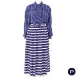 SAINT LAURENT RIVE GAUCHE, YVES SAINT LAURENT X ATTRIBUÉ(E)(S) - 1980'S - BLOUSE, JUPE