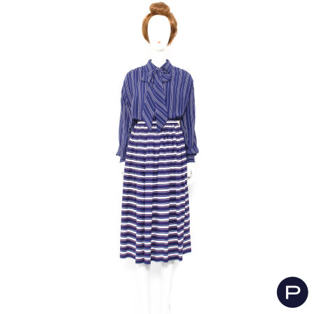 SAINT LAURENT RIVE GAUCHE, YVES SAINT LAURENT X ATTRIBUÉ(E)(S) - 1980'S - BLOUSE, JUPE