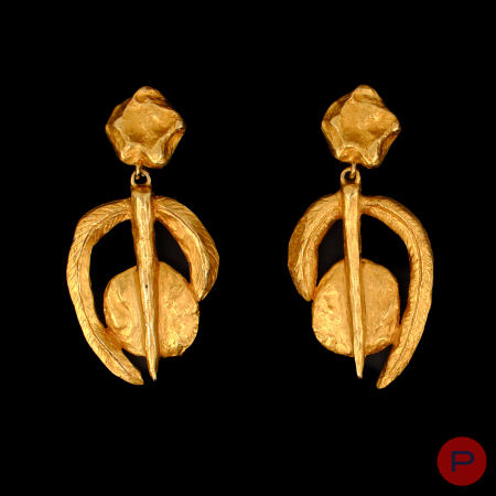 CHRISTIAN LACROIX - 1990/2000'S- PAIRE DE BOUCLES D'OREILLES