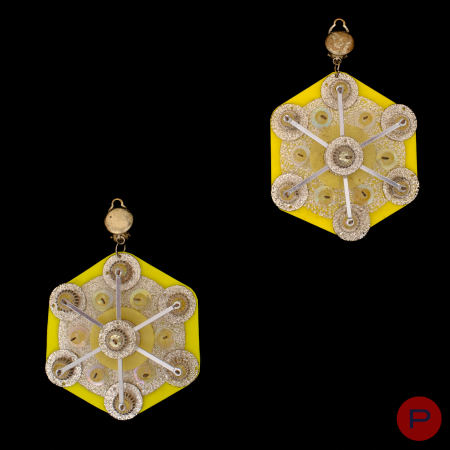 PACO RABANNE - CIRCA 1965/67- PAIRE DE BOUCLES D'OREILLES