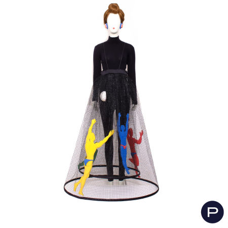 PACO RABANNE - PRINTEMPS-ÉTÉ 1993 - ENSEMBLE, CLIPS D'OREILLES, JUPE