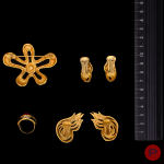 LANVIN - 1980/90'S- BROCHE, BOUCLES D'OREILLES, BAGUE