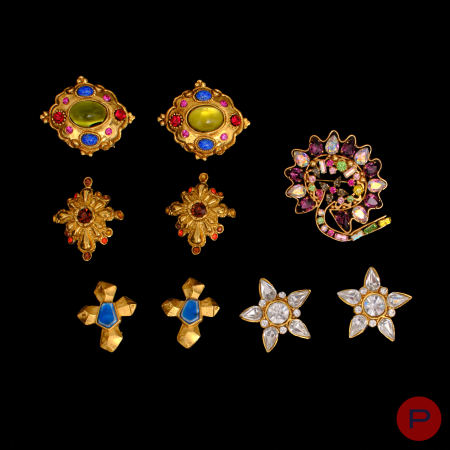CHRISTIAN LACROIX - 1990/2000'S- BOUCLES D'OREILLES, BROCHE-PENDENTIF
