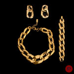 YVES SAINT LAURENT - 1980'S- PARURE, COLLIER, BRACELET, PAIRE DE BOUCLES D'OREILLES