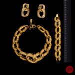 YVES SAINT LAURENT - 1980'S- PARURE, COLLIER, BRACELET, PAIRE DE BOUCLES D'OREILLES