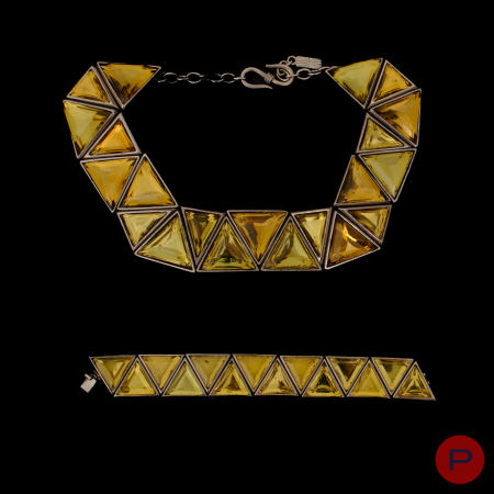 YVES SAINT LAURENT, SAINT LAURENT RIVE GAUCHE - 1980'S- DEMI-PARURE, BRACELET, COLLIER