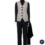 GIANFRANCO FERRÉ - 1990'S - ENSEMBLE, MANTEAU, GILET, ÉCHARPE