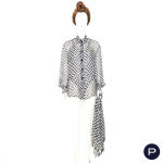 GIANFRANCO FERRÉ - 1990'S - ENSEMBLE, BLOUSE, BODY, ÉCHARPE