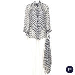 GIANFRANCO FERRÉ - 1990'S - ENSEMBLE, BLOUSE, BODY, ÉCHARPE