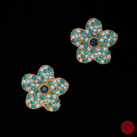 YVES SAINT LAURENT - 1980/90'S- PAIRE DE BOUCLES D'OREILLES