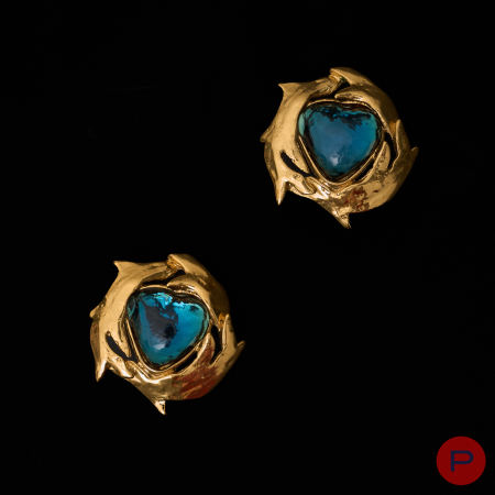 YVES SAINT LAURENT - 1980/90'S- PAIRE DE BOUCLES D'OREILLES