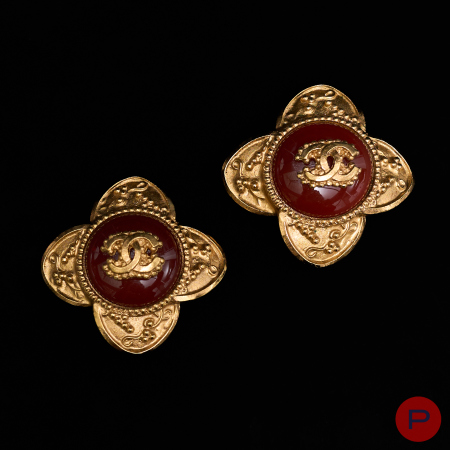 CHANEL - 1980/90'S- PAIRE DE BOUCLES D'OREILLES