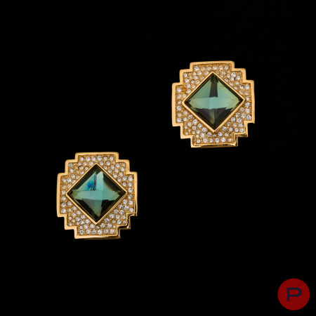 SCHERRER - 1980/90'S- PAIRE DE BOUCLES D'OREILLES