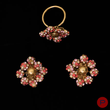 LOUIS VUITTON- DEMI-PARURE, BOUCLES D'OREILLES, BAGUE