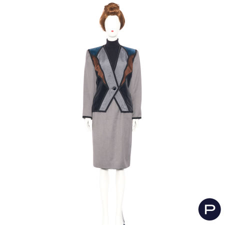 SAINT LAURENT RIVE GAUCHE - AUTOMNE-HIVER 1988/89 - ENSEMBLE, VESTE, JUPE