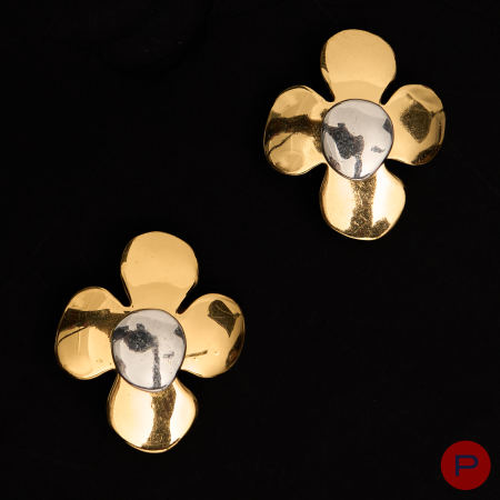 YVES SAINT LAURENT - 1980/90'S- PAIRE DE BOUCLES D'OREILLES
