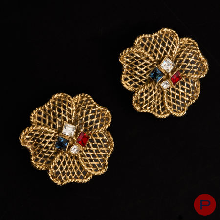 CHRISTIAN DIOR BOUTIQUE X GIANFRANCO FERRÉ - CIRCA 1990- PAIRE DE BOUCLES D'OREILLES