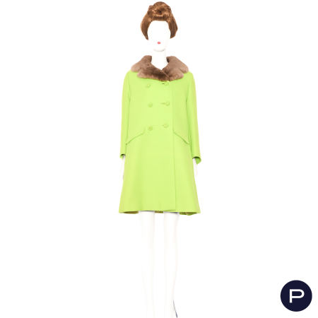 FRANCINE PARY - 1960'S - ENSEMBLE, MANTEAU CROISÉ, ROBE