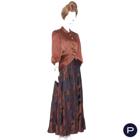 SCHIAPARELLI - AUTOMNE-HIVER 1947/48 - ENSEMBLE DU SOIR, VESTE, ROBE