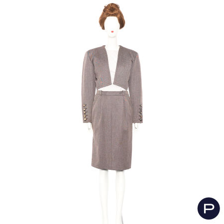 SAINT LAURENT RIVE GAUCHE - AUTOMNE-HIVER 1985/86 - TAILLEUR, VESTE, JUPE