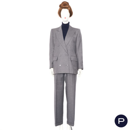 SAINT LAURENT RIVE GAUCHE - AUTOMNE-HIVER 1982/83 - ENSEMBLE, VESTE CROISÉE, PANTALON