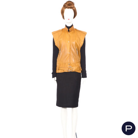 CLAUDE MONTANA POUR IDÉAL CUIR - EARLY 1980'S - VESTE SANS MANCHES