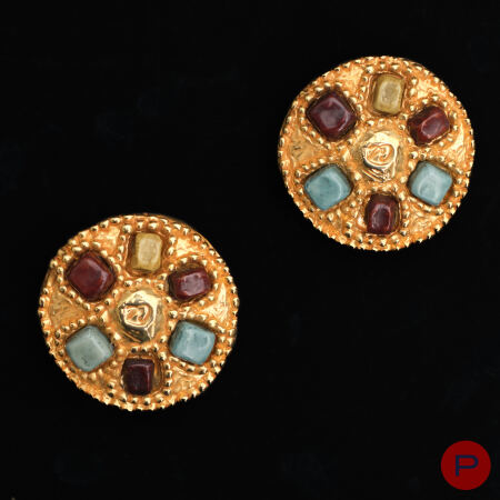 CHRISTIAN LACROIX - 1990'S- PAIRE DE BOUCLES D'OREILLES