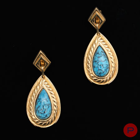 LANVIN - 1980/90'S- PAIRE DE BOUCLES D'OREILLES