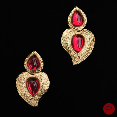 YVES SAINT LAURENT - 1980/90'S- PAIRE DE BOUCLES D'OREILLES